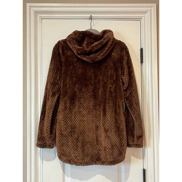 Brown Coffee Soft Cozy Fluffy Button-down Hoodie-Jacket Small - Picture 5 of 7